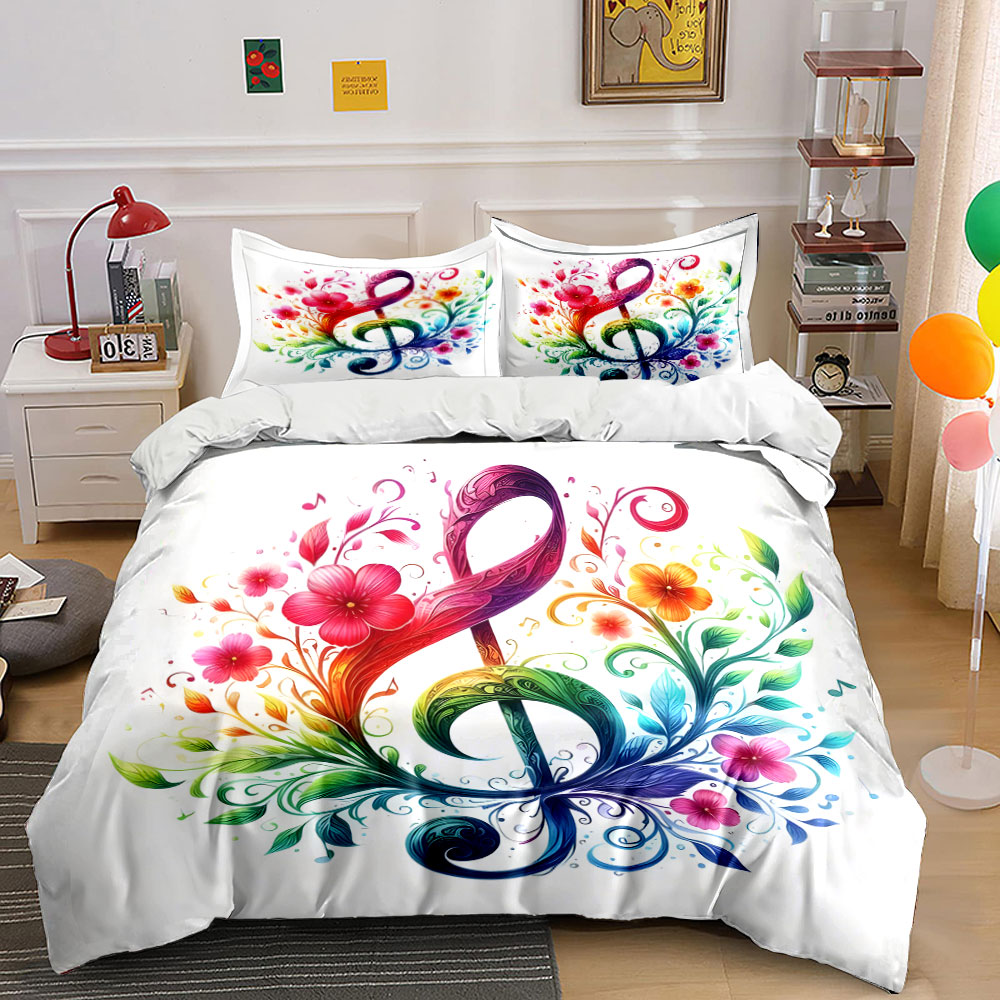 Duvet Cover Sets With Zipper - Set copripiumino con motivo floreale vivace