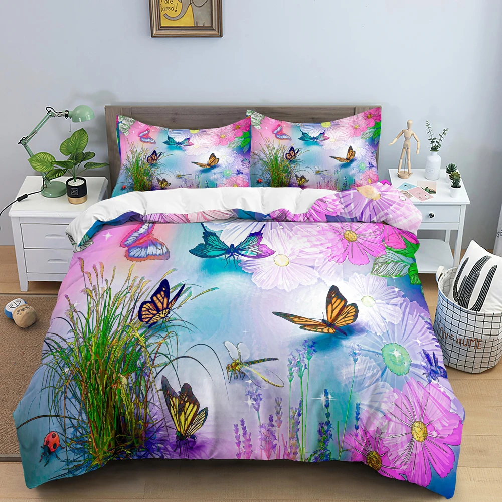 Duvet Cover Sets With Zipper - Set biancheria da letto a farfalla