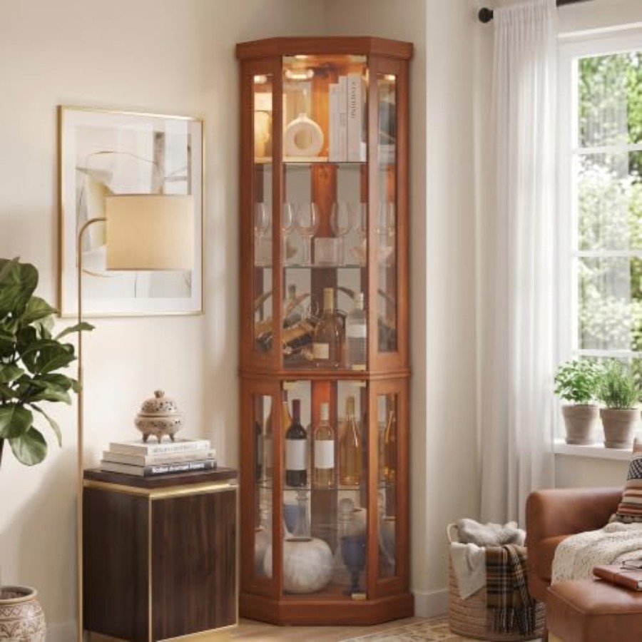 Storage & Organization - Vetrina angolare per soggiorno per la